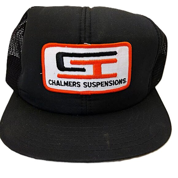 Vintage Mesh Trucker Hat Chalmers Suspensions 1980s Snapback Cap - Picture 1 of 3